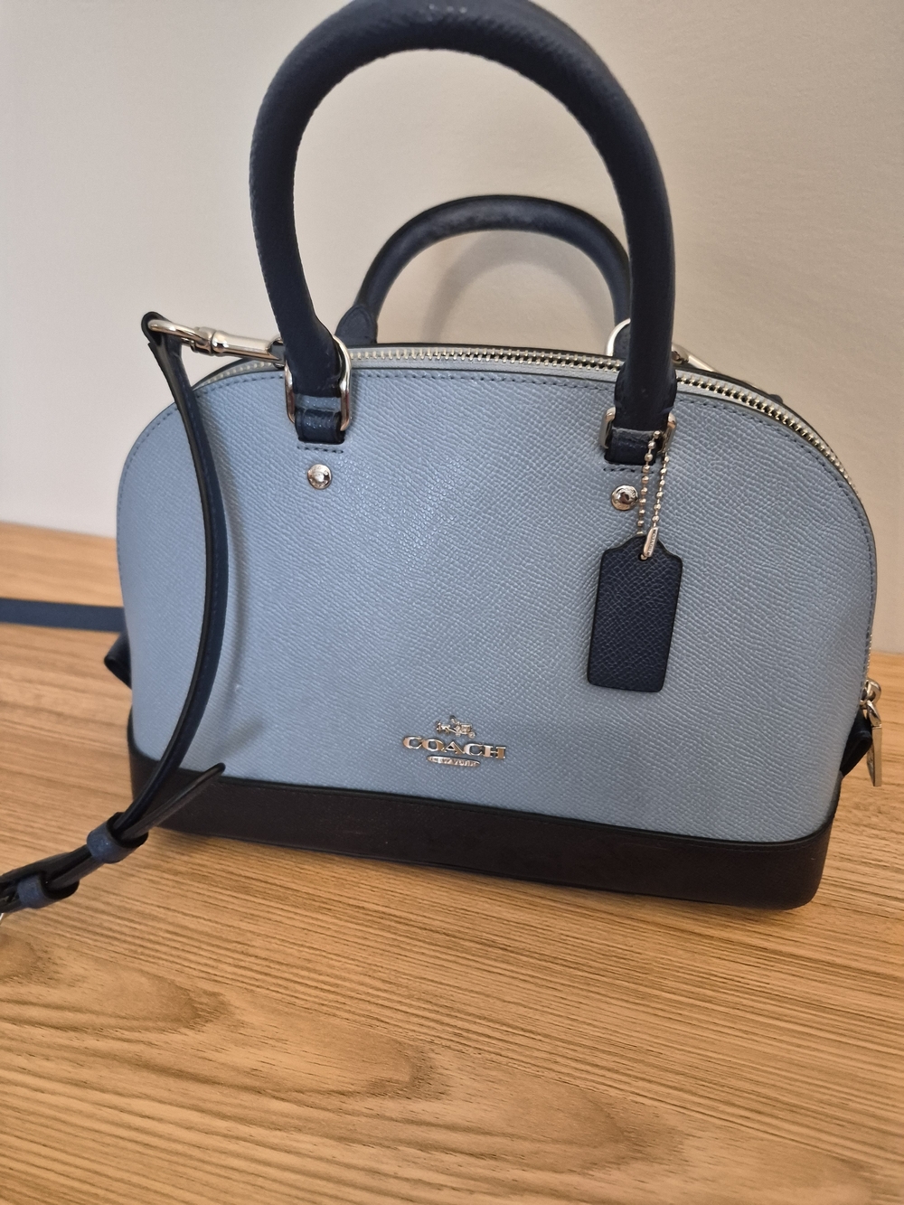 NEW COACH Two-Tone Light Blue and Black Mini Dome Satchel